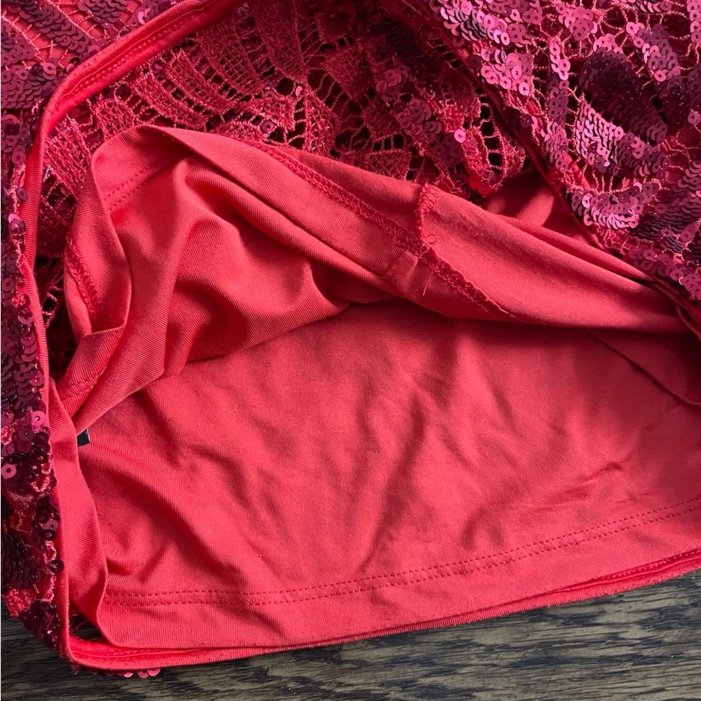 H&M Red Mini Sequin Skirt - Picture 9 of 10